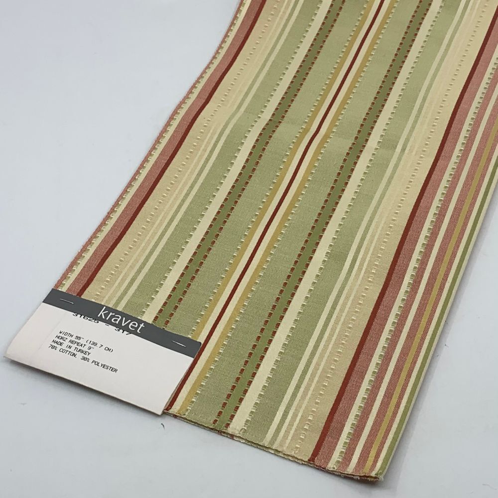 Kravet Red/Green‎ Striped Cotton/Polyester Fabric Sample/Remnant Crafts